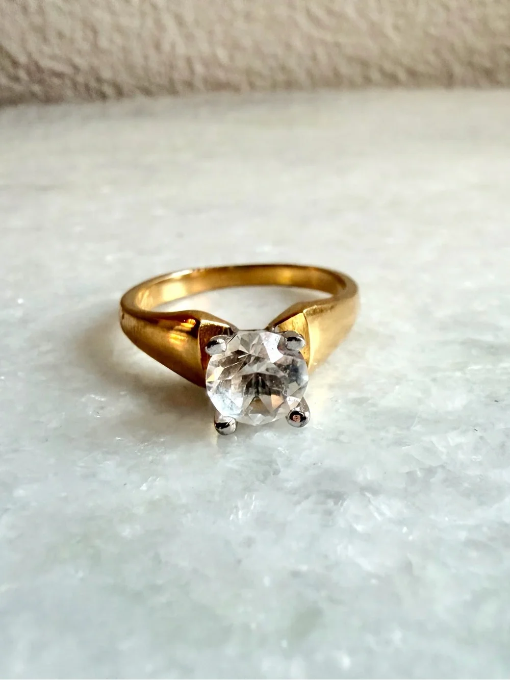 Vintage 18K HGE Gold Plated CZ Cocktail Engagement Fashion Ring